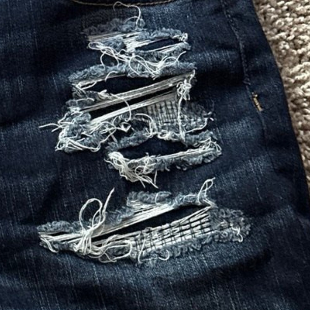 American Eagle Outfitters Dark Blue Distressed Skinny Jeans